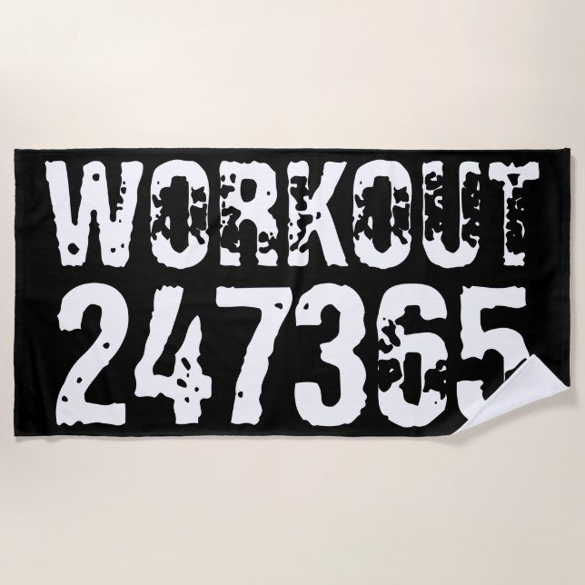 Abgelaufener und kratzter Text Workout 247365 weiß Strandtuch (Vorderseite)