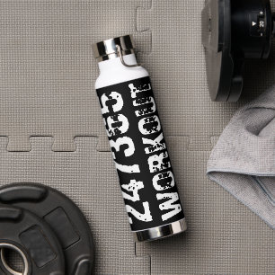 Abgelaufener und kratzter Text Workout 247365 weiß Trinkflasche