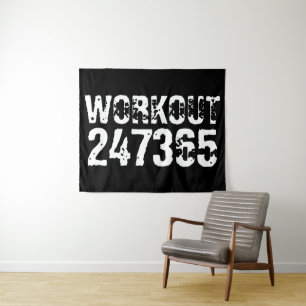 Abgelaufener und kratzter Text Workout 247365 weiß Wandteppich
