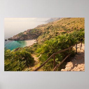 Abgelegener Strand in Lo Zingaro, Sizilien Poster