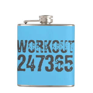 Abgenutzt und zerkratzt Text Workout 247365 blau Flachmann