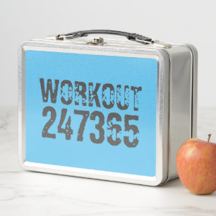 Abgenutzt und zerkratzt Text Workout 247365 blau Metall Brotdose