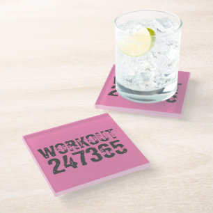 Abgenutzt und zerkratzt Text Workout 247365 pink Glasuntersetzer