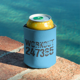 Abgenutzt und zerkratzter Text Workout 247365 blau Dosenkühler