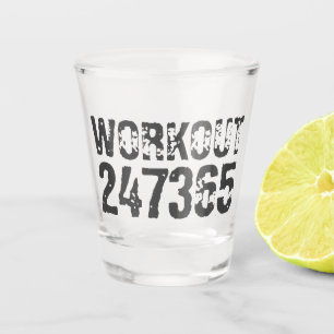Abgenutzt und zerkratzter Text Workout 247365 blau Schnapsglas