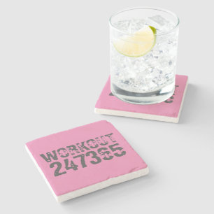 Abgenutzt und zerkratzter Text Workout 247365 pink Steinuntersetzer