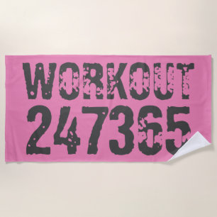 Abgenutzt und zerkratzter Text Workout 247365 pink Strandtuch
