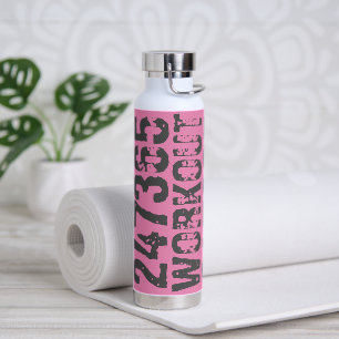 Abgenutzt und zerkratzter Text Workout 247365 pink Trinkflasche