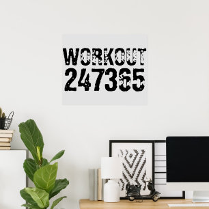 Abgenutzt und zerkratzter Text Workout 247365 schw Poster