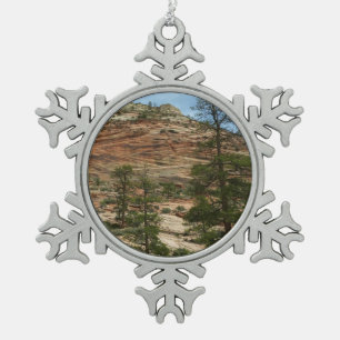 Abgenutzte Felsmauern im Zion National Park Schneeflocken Zinn-Ornament