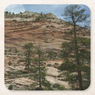 Abgenutzte Felsmauern im Zion-Nationalpark Rechteckiger Pappuntersetzer