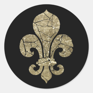 Abgenutzte Fleur De Lis Runder Aufkleber