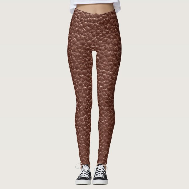 Abgenutzte Imitate Brown Leather Leggings (Vorderseite)