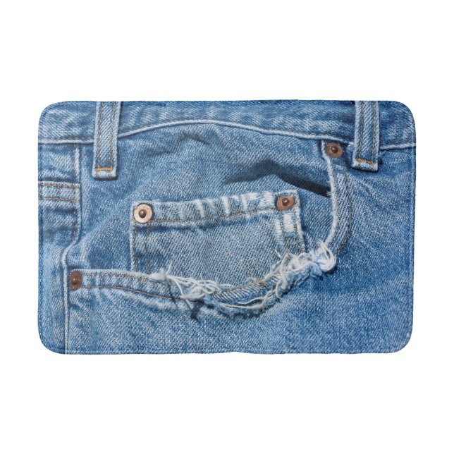 Abgenutzte Jeans-mittlere Bad-Matte Badematte (Vorderseite)