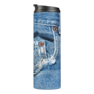 Abgenutzte Jeans Thermosbecher