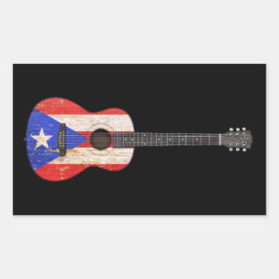 Abgenutzte Puerto- Ricoflaggen-Akustikgitarre, Rechteckiger Aufkleber