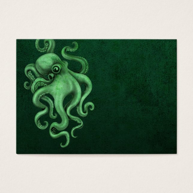 Abgenutzte Vintage Octopus-Illustration - grün (Vorderseite)