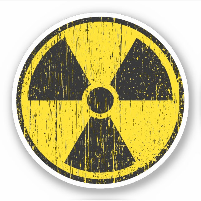 Abgenutzter, bedrückter nuklearer Radiationssymbol Aufkleber (Vorderseite)