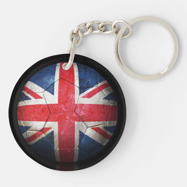 Abgenutzter britischer Flaggen-Fußball-Fußball Schlüsselanhänger (Rückseite)