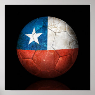 Abgenutzter chilenischer Flaggen-Fußball-Fußball Poster
