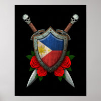 Abgenutzter Filipino-Flaggenschild und Schwerter m