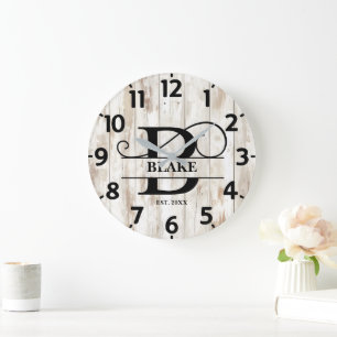 Abgenutzter Holz Hintergrund B Monogramm Große Wanduhr