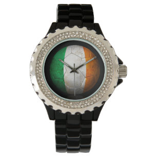 Abgenutzter irischer Flaggen-Fußball-Fußball Armbanduhr