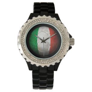 Abgenutzter italienischer Flaggen-Fußball-Fußbal Armbanduhr