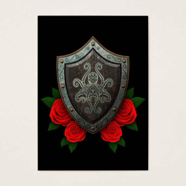 Abgenutzter Octopusschild mit Rote Rosen (Vorderseite)
