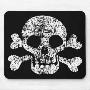 Abgenutzter Totenkopf und Kreuzknochen Mousepad