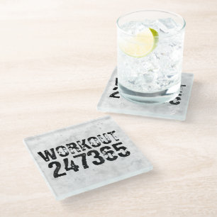 Abgenutzter und kratzter Text Workout 247365 rusti Glasuntersetzer