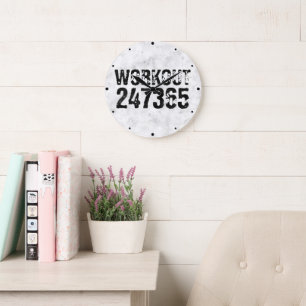 Abgenutzter und kratzter Text Workout 247365 rusti Große Wanduhr