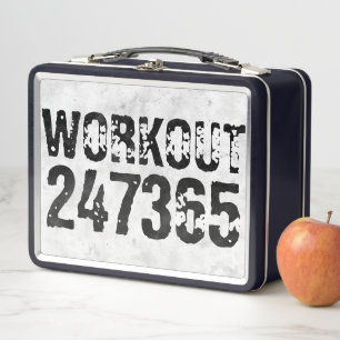 Abgenutzter und kratzter Text Workout 247365 rusti Metall Brotdose