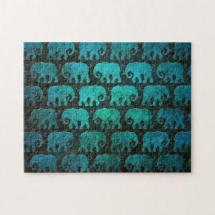Abgenutztes Elefant-Silhouette-Muster, blau