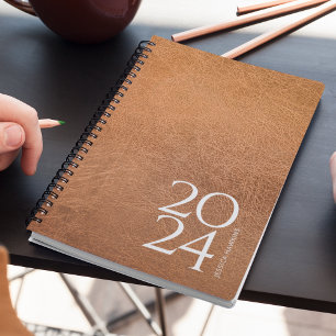 Abgenutztes Lederbild Personal 202x wöchentlich Planer