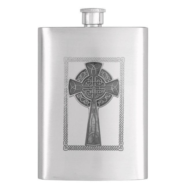 Abgenutztes Metallkreuz Flachmann (Vorderseite)