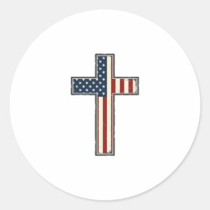 Abgenutztes patriotisches Kreuz-Vektordesign_1 Runder Aufkleber