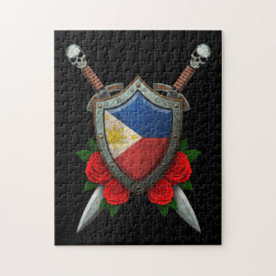 Abgenutztes philippinisches Flaggen-Schild und