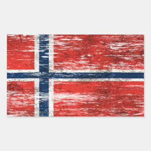 Abgeriebene und getragene norwegische Flagge Rechteckiger Aufkleber