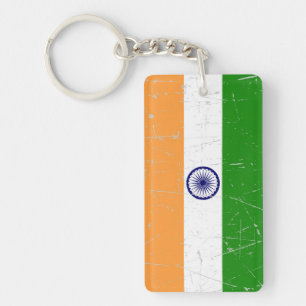 Abgeriebene und verkratzte indische Flagge Schlüsselanhänger