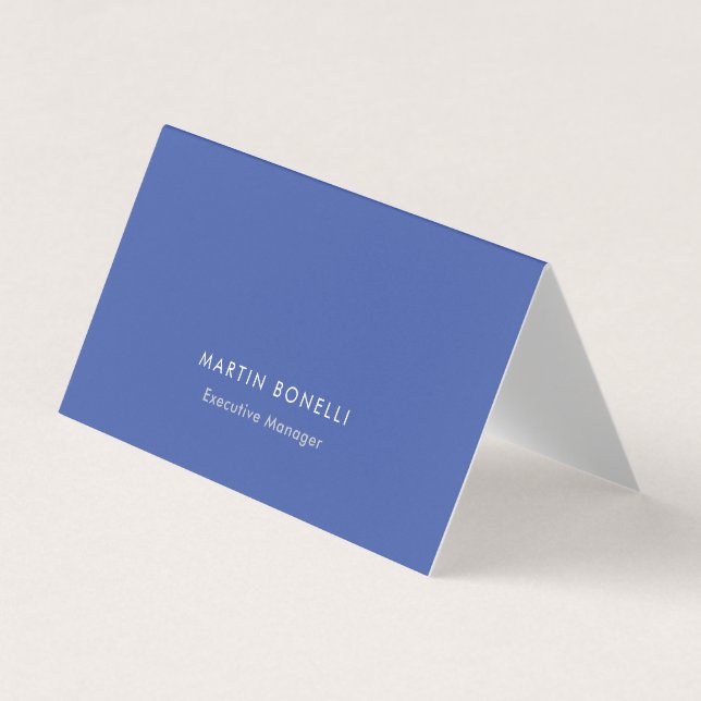 abgerundete Ecke Mittelblau Schlicht Minimalistisc Visitenkarten (Vorderseite)