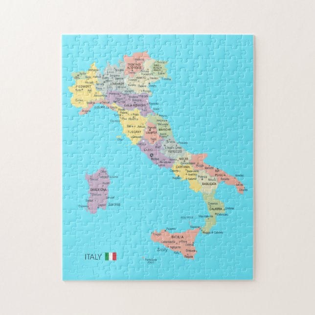 Abgeschiedene Karte der Regionen Italiens (Vertikal)