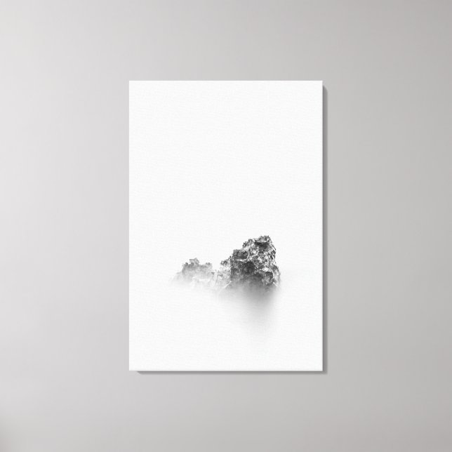 Abgeschiedener Fels in einem Nebel Leinwanddruck (Vorderseite)