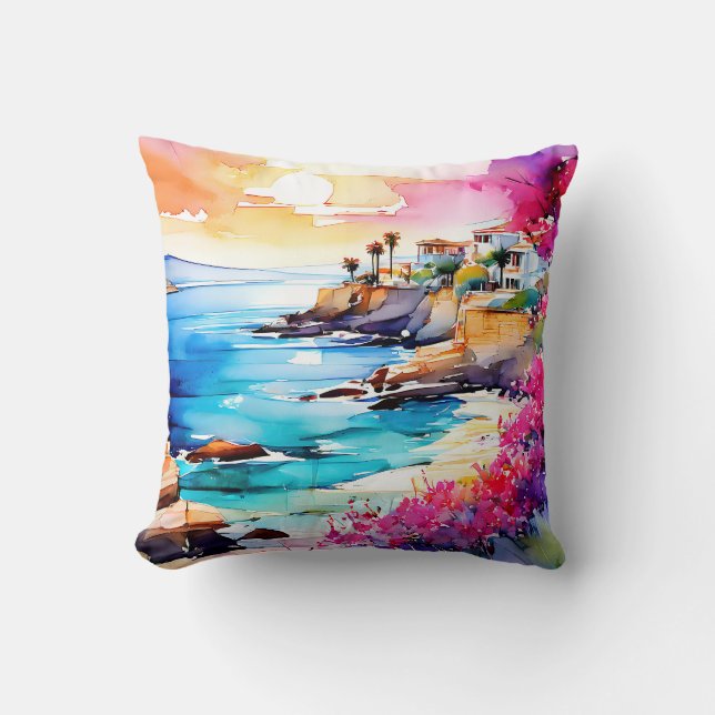 "Abgeschiedener Strand" Kissen (Vorderseite)