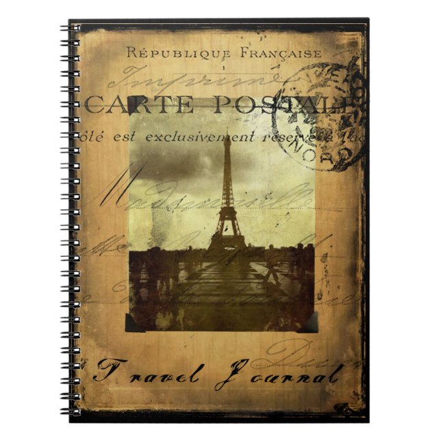 Abgestempeltes Paris-Reise-Zeitschriften-Notizbuch Notizblock (Vorderseite)