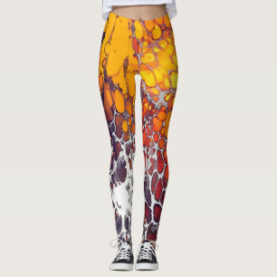 Abgestufte Zellen, gelbes Oberteil, orange und wei Leggings