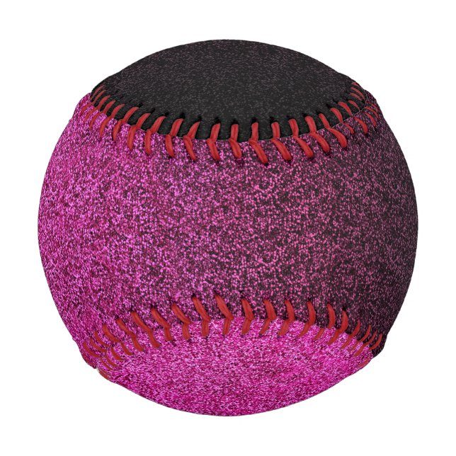 Abgestürzter rosa und schwarzer Glitzer Baseball (Vorderseite)