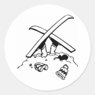 Abgestürzter Skiier Runder Aufkleber