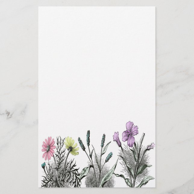 abgetönte Blumen Briefpapier (Vorderseite)