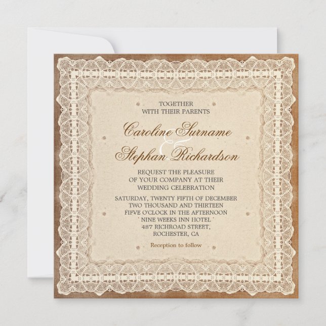abgetragene Vintage Hochzeitseinladungen Einladung (Vorderseite)